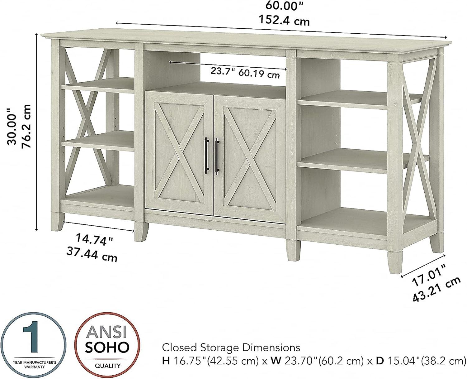 Bush Furniture Key West Tall TV Stand for 65 Inch TV in Linen White Oak