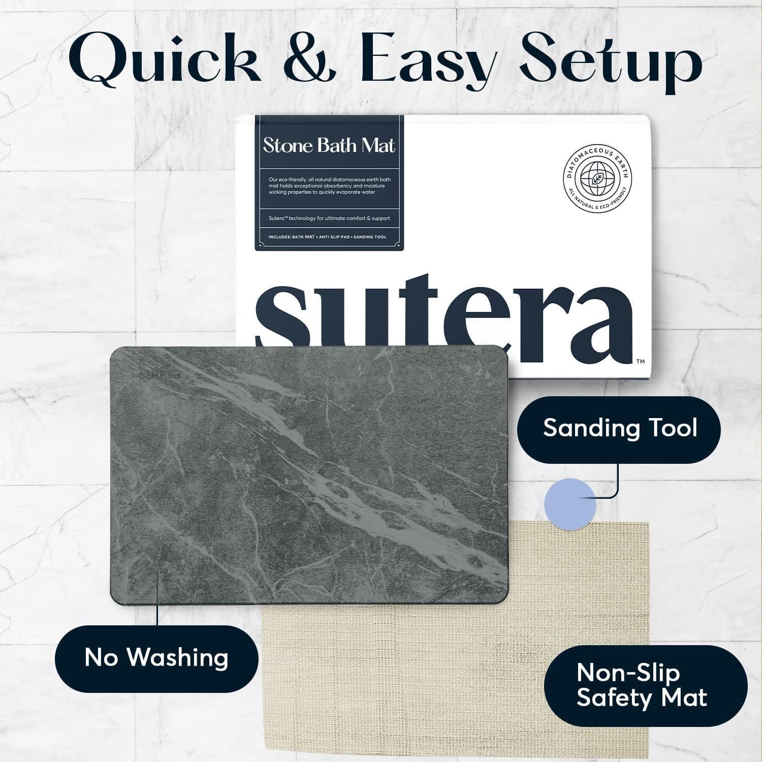 Slate Gray Diatomaceous Earth Non-Slip Bath Mat