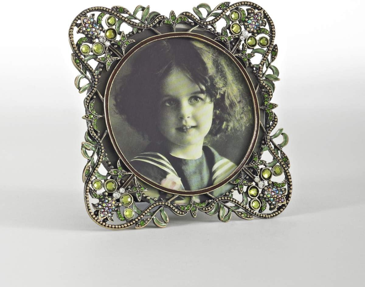 Saro Lifestyle Vintage Green Jeweled Photo Frame