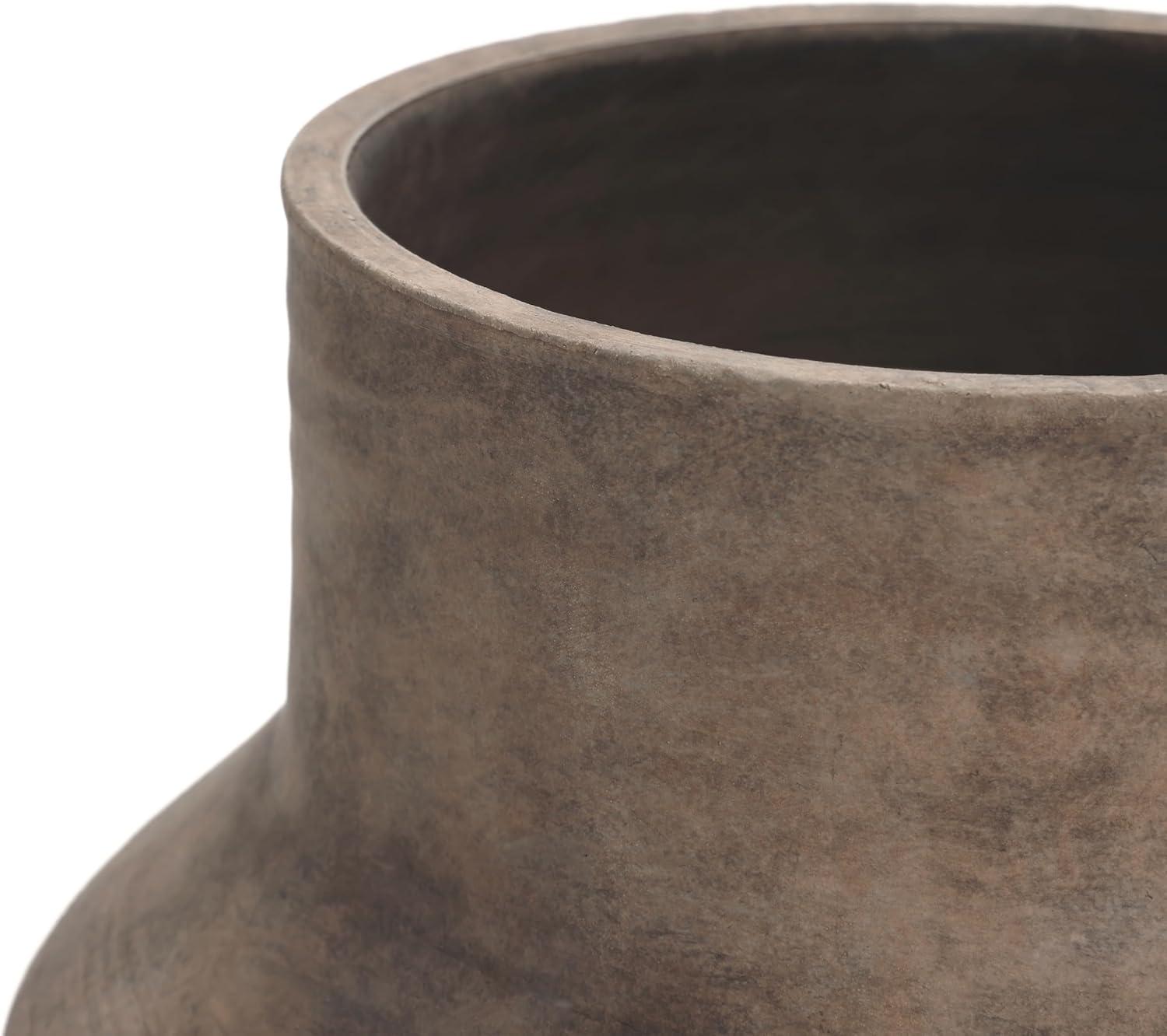 LuxenHome Brown Ombre Terracotta 11.4-Inch Round Vase