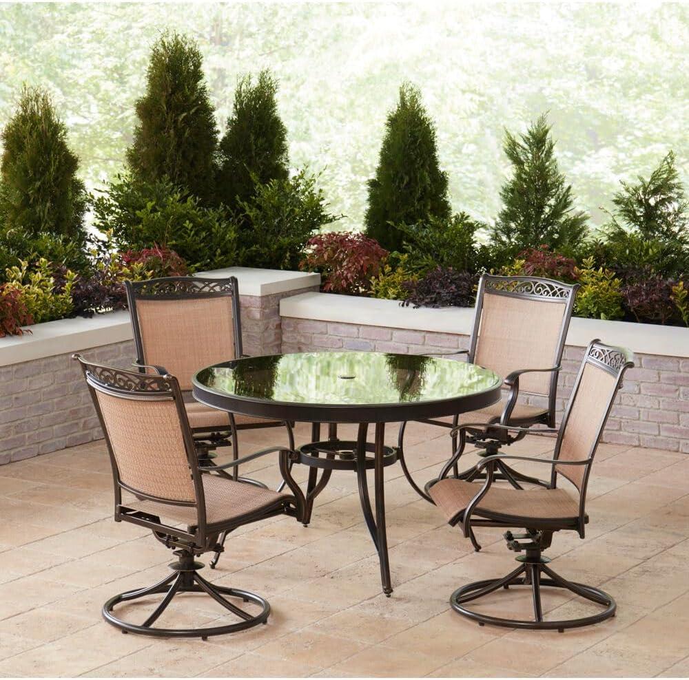 Fontana 5-Piece Tan and Glass Outdoor Dining Set