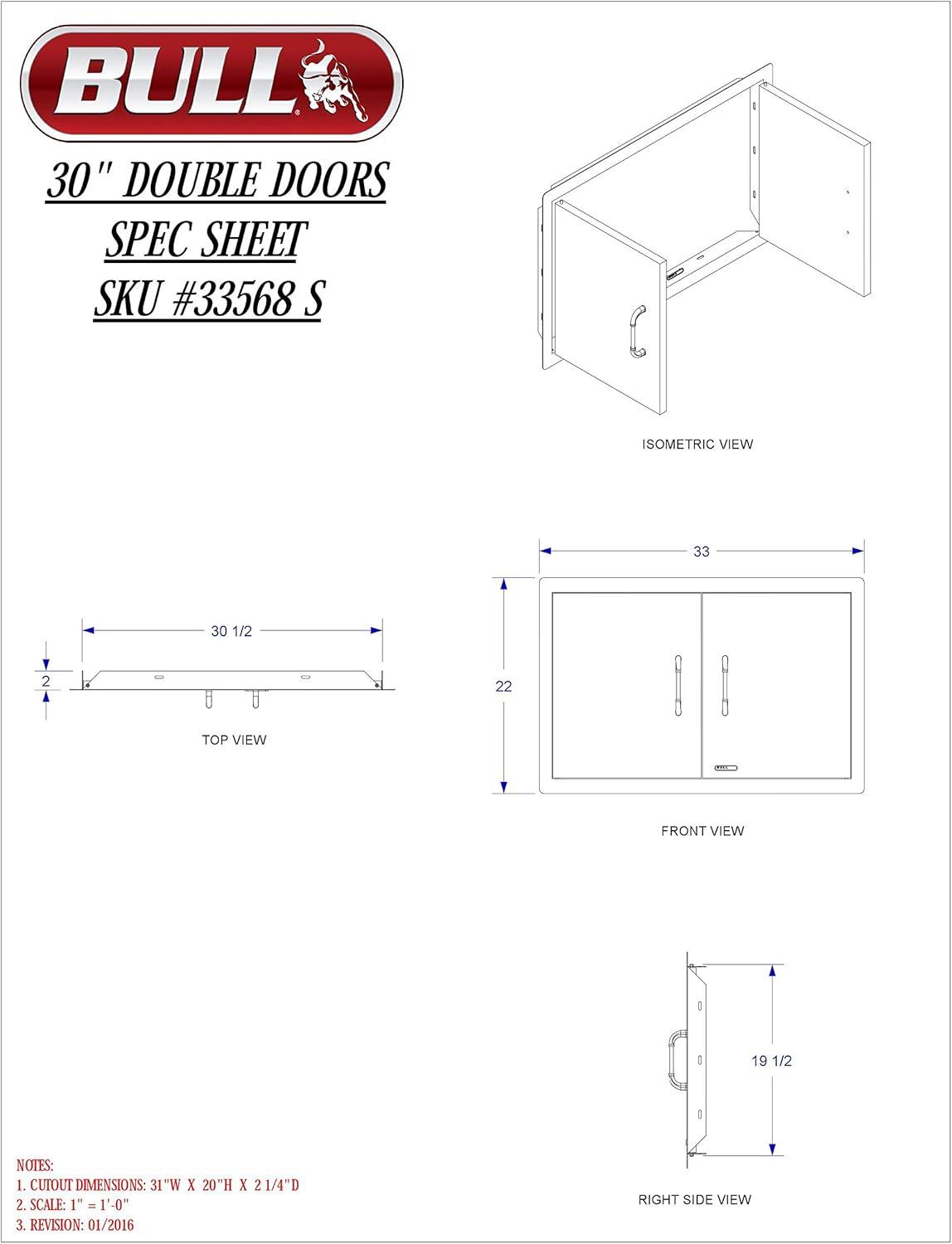 Bull 37.8" Stainless Steel Double Access Doors for Grill Island