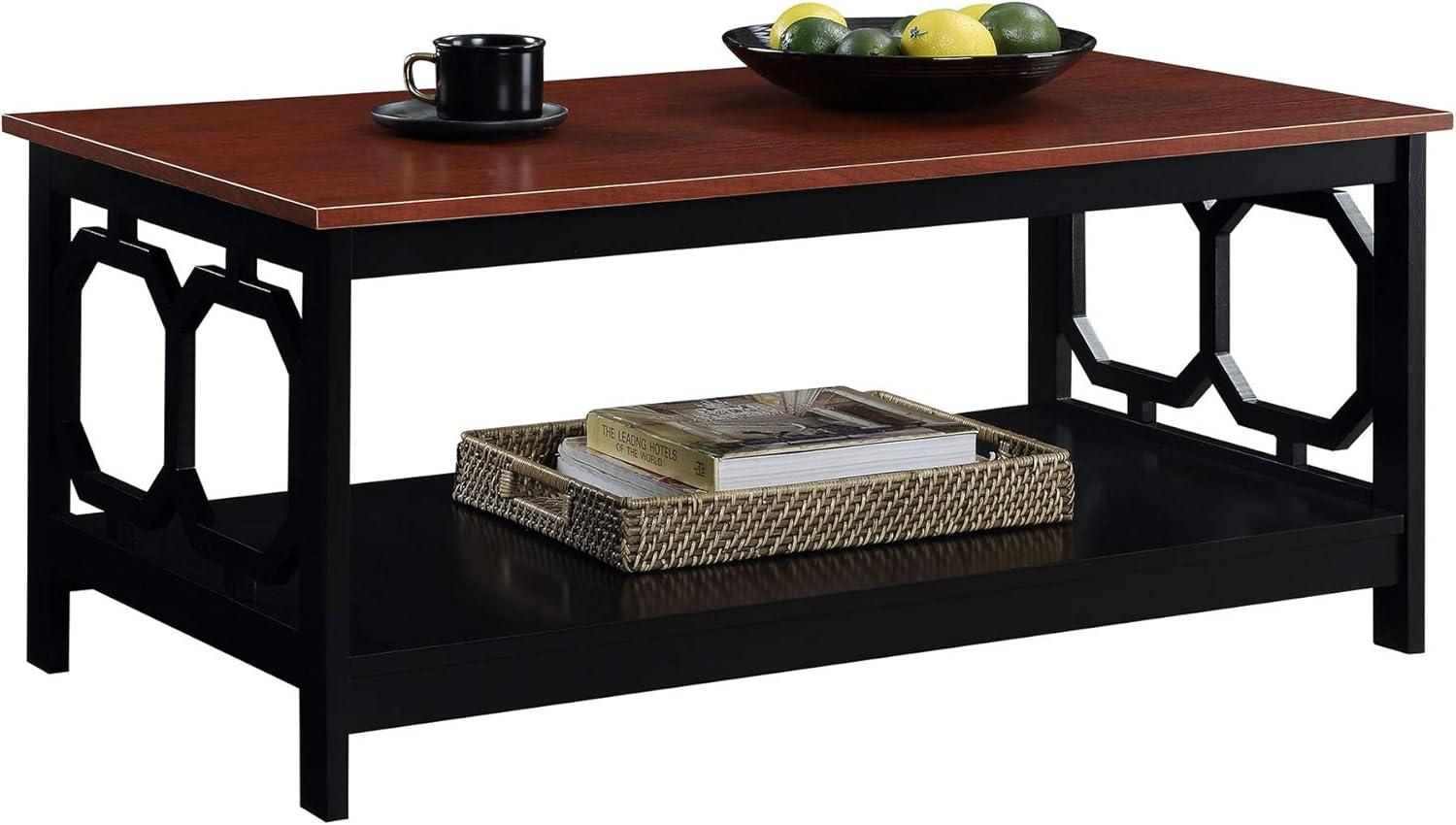 Convenience Concepts Omega Coffee Table with Shelf, Cherry/Black