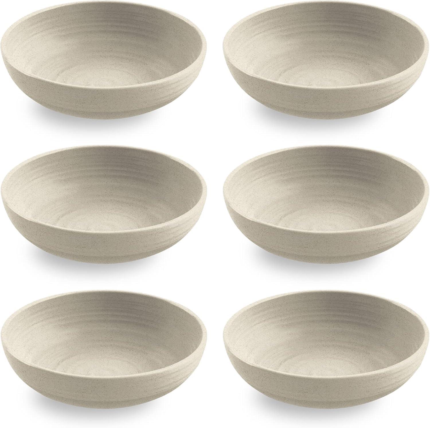 Matte Birch 8" Plant-Based Low Bowls Set of 6