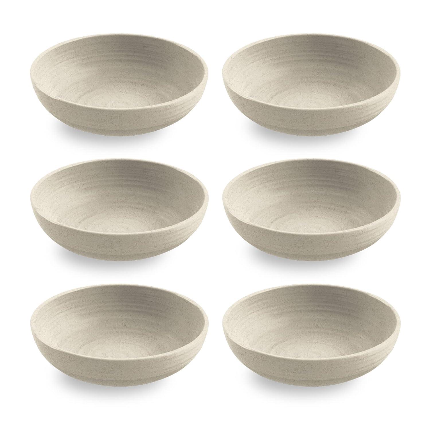 Matte Birch 8" Plant-Based Low Bowls Set of 6