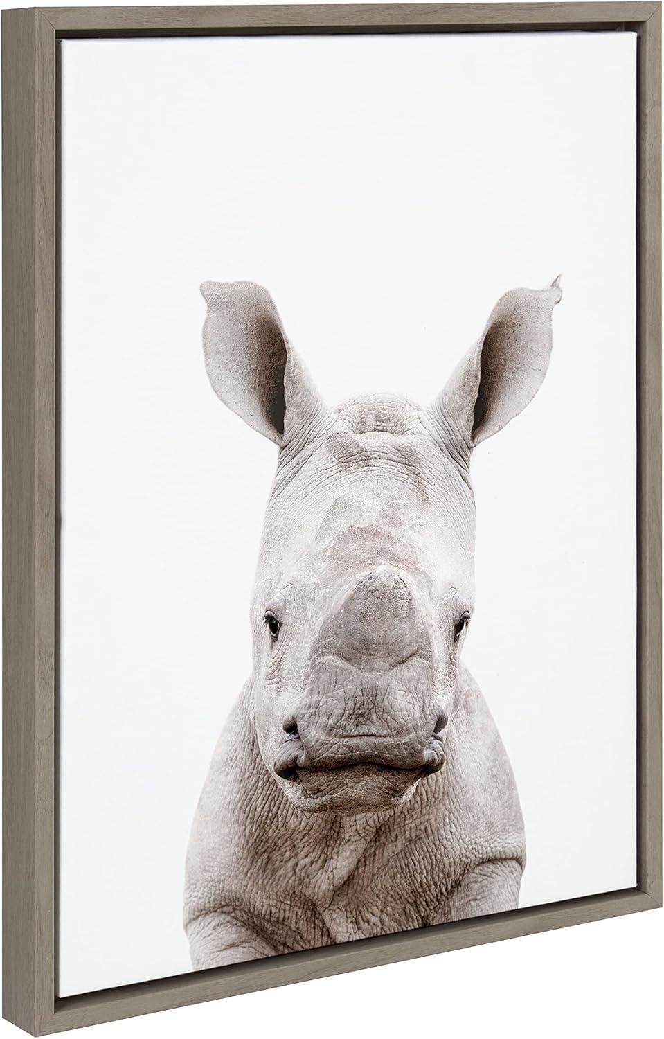 18" x 24" Sylvie Animal Studio Baby Rhino Framed Canvas by Amy Peterson - Kate & Laurel All Things Decor