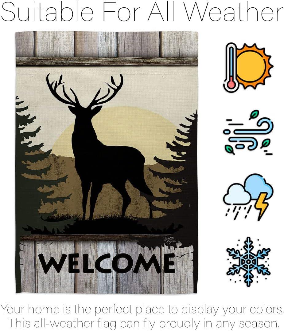 Welcome Deer Nature Wildlife Vertical Garden Flag 13" x 18.5"