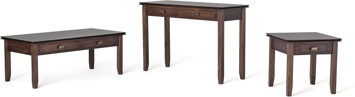 Natural Aged Brown Solid Wood End Table with Storage