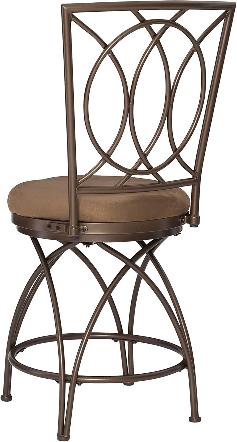 Bronze Elegance 24.5" Swivel Counter Stool with Warm Tan Microsuede