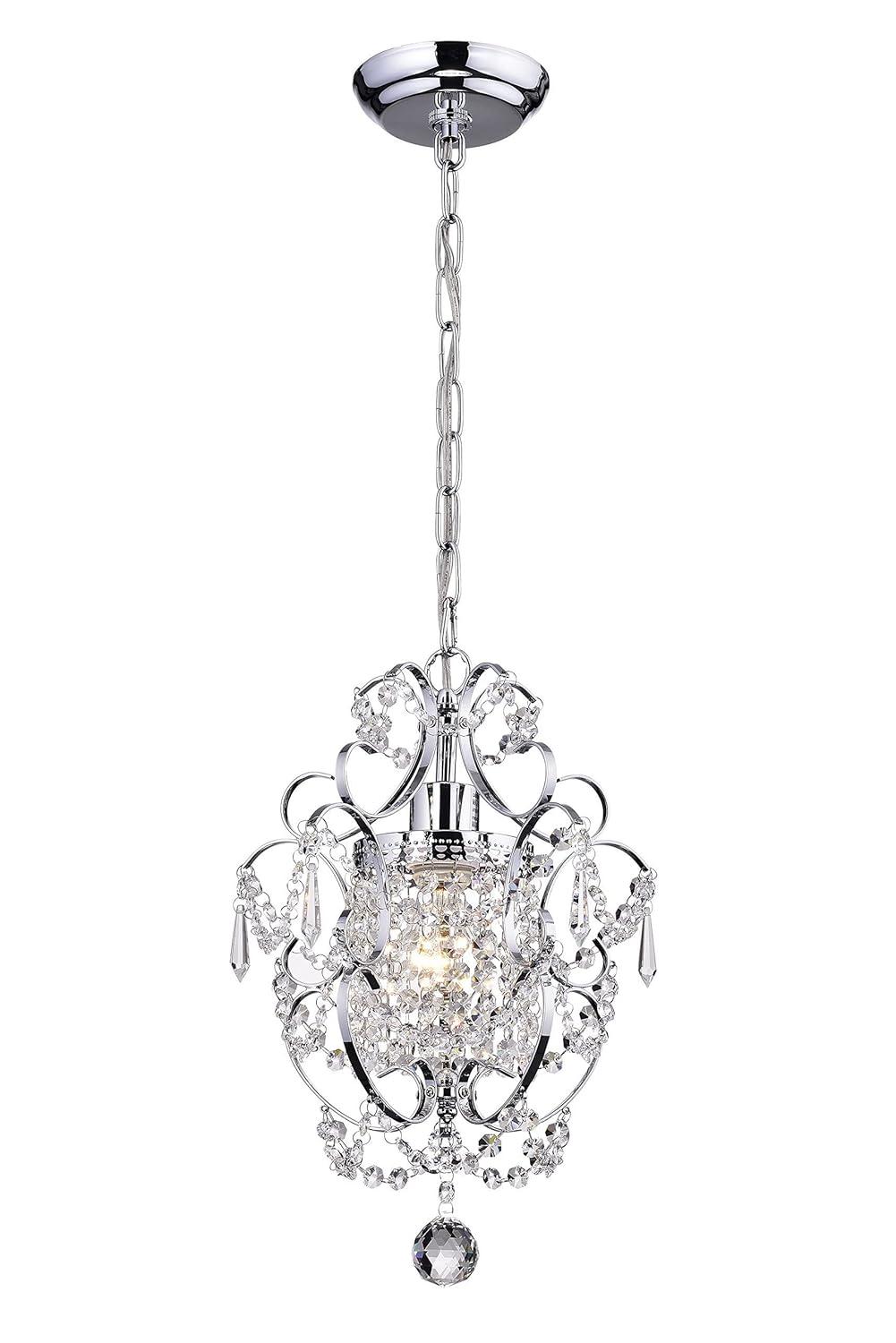 Edvivi Lighting Chrome Finish 1-Light Glam Mini Pendant with Crystal