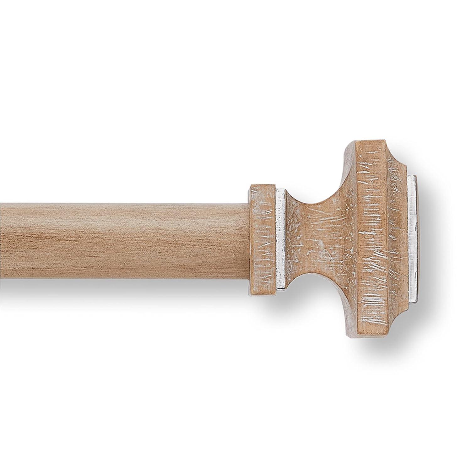 MODE Mode Farmhouse Collection 1 1/8 in Diameter Curtain Rod Set with Cottage Square Finials and Steel Wall Mounted Adjustable Rod