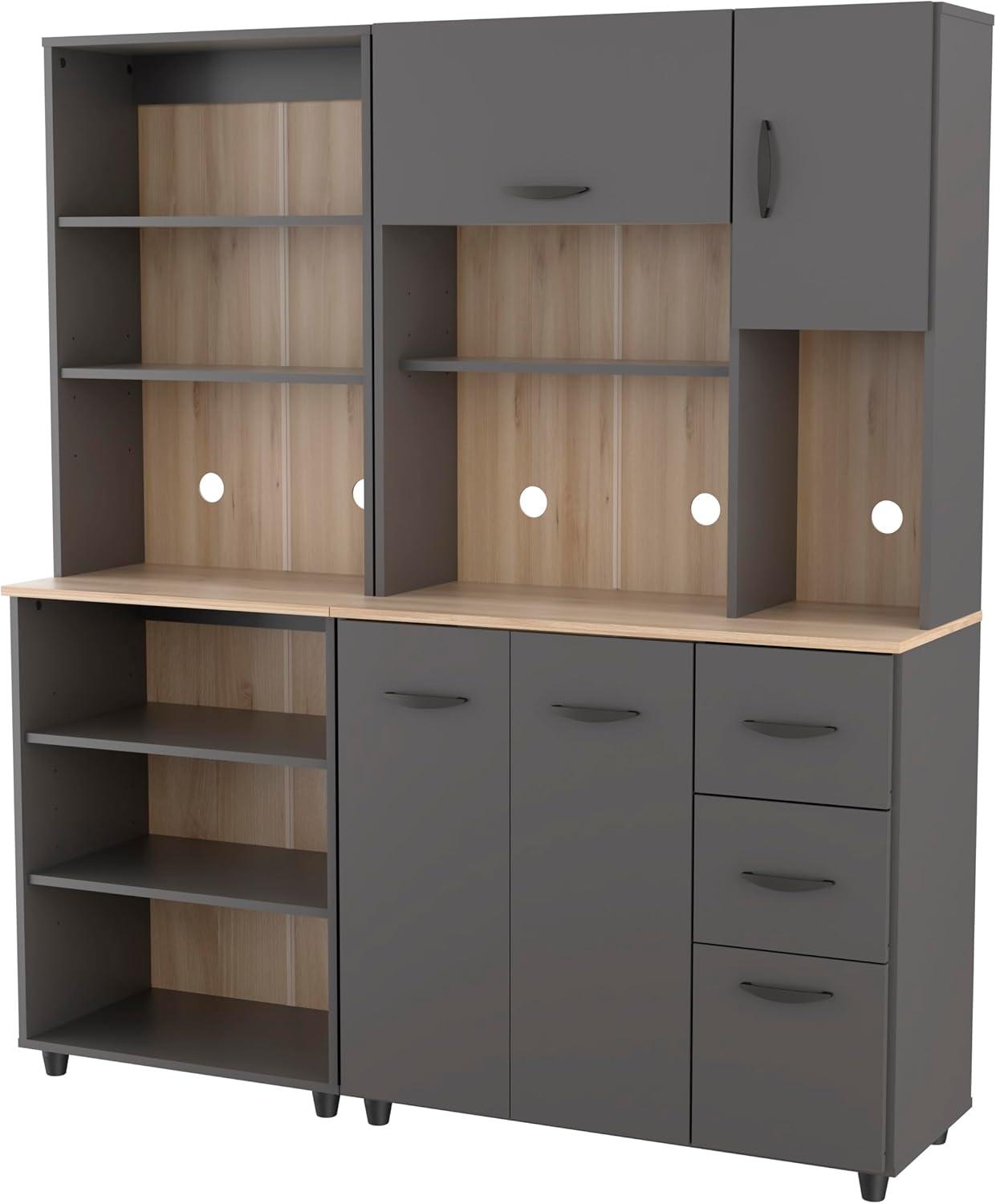 Inval Proforte 2-Piece 3-Drawer Garage Cabinet Set in Dark Gray and Maple