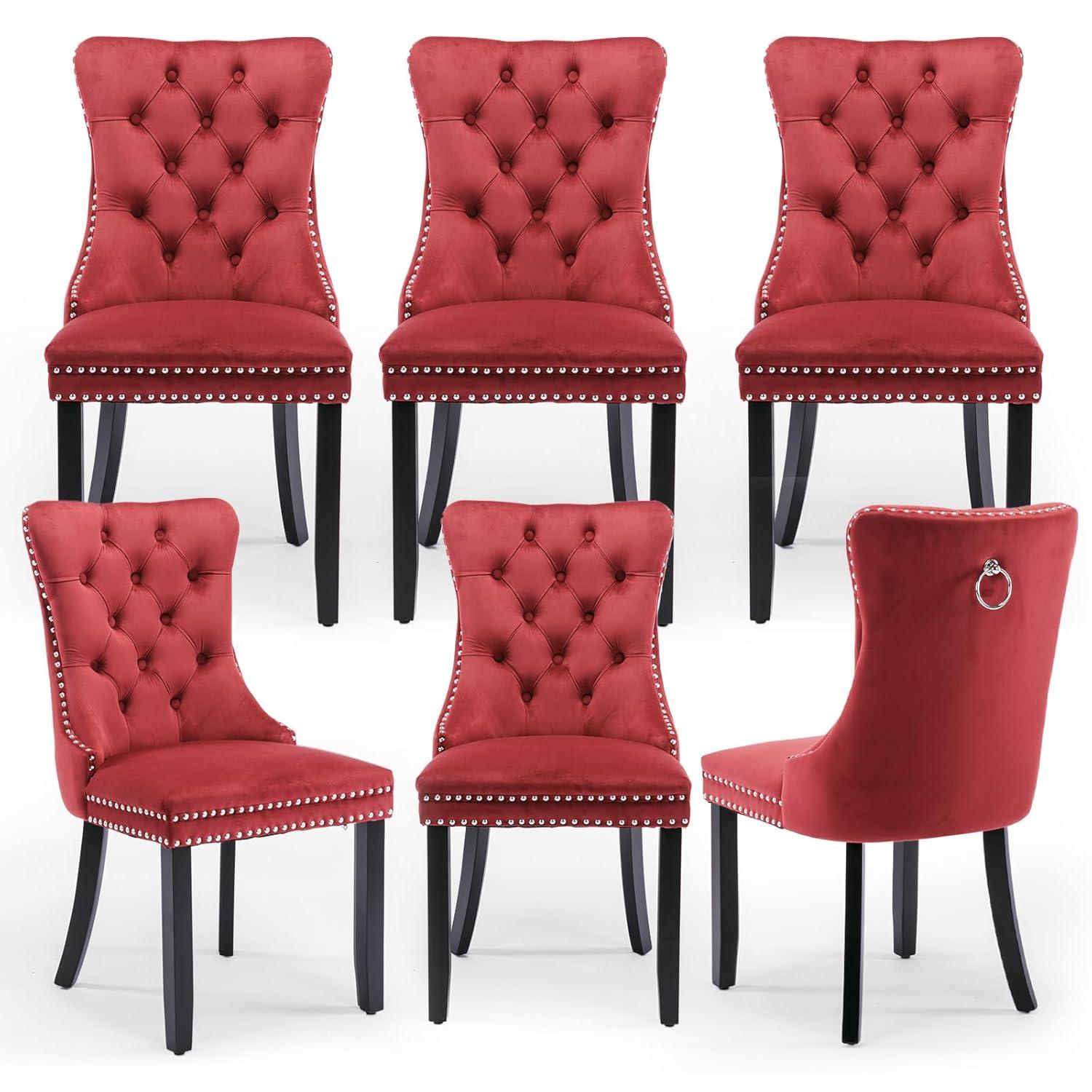 Rosdorf Park High-end Tufted Velvet Upholstered Nailhead Dining Chair
