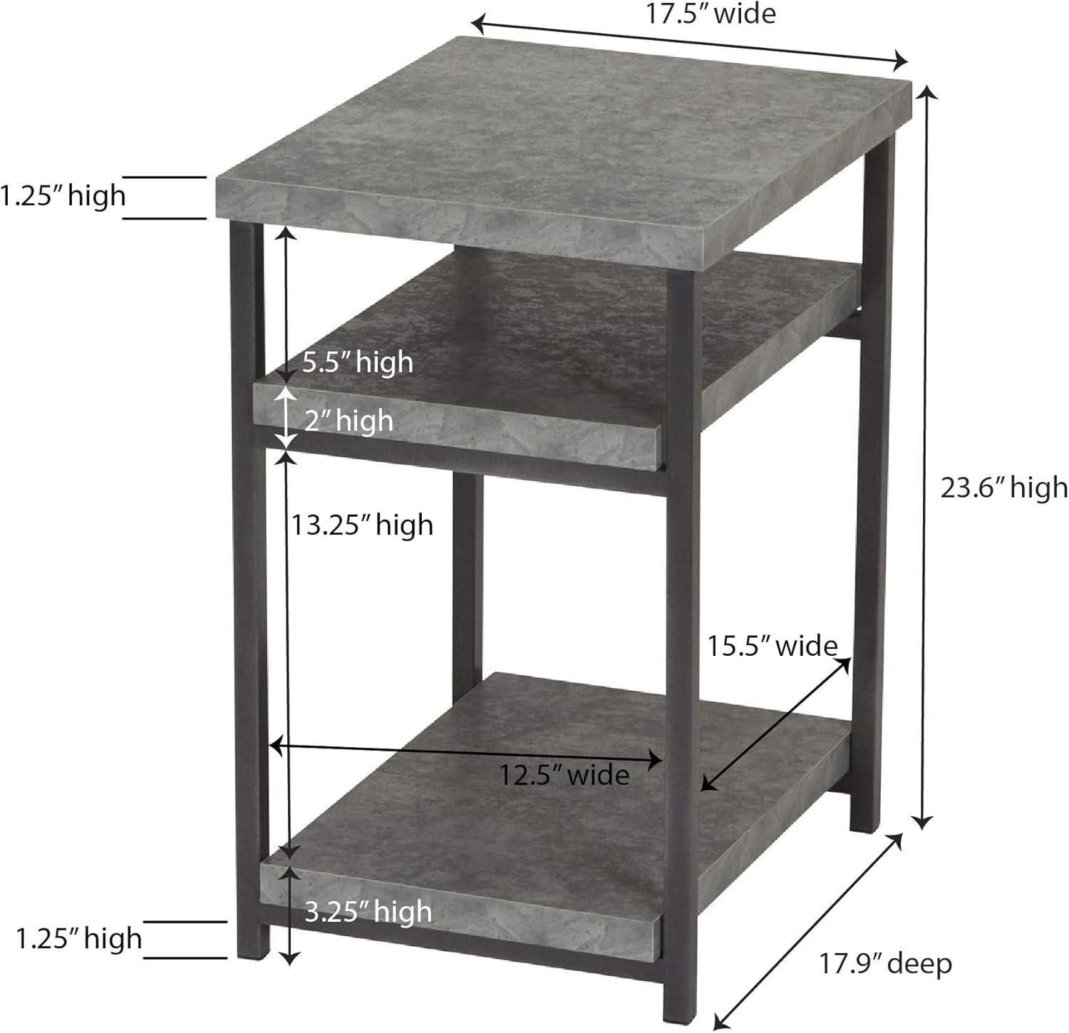 Household Essentials Jamestown Rectangular End Table Gray