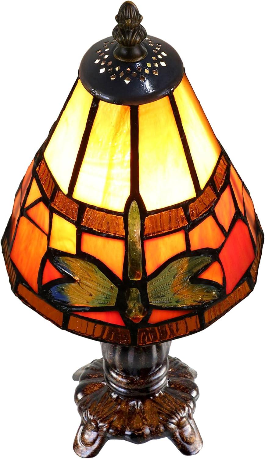 Cavan 13" Blue and Amber Stained Glass Accent Lamp