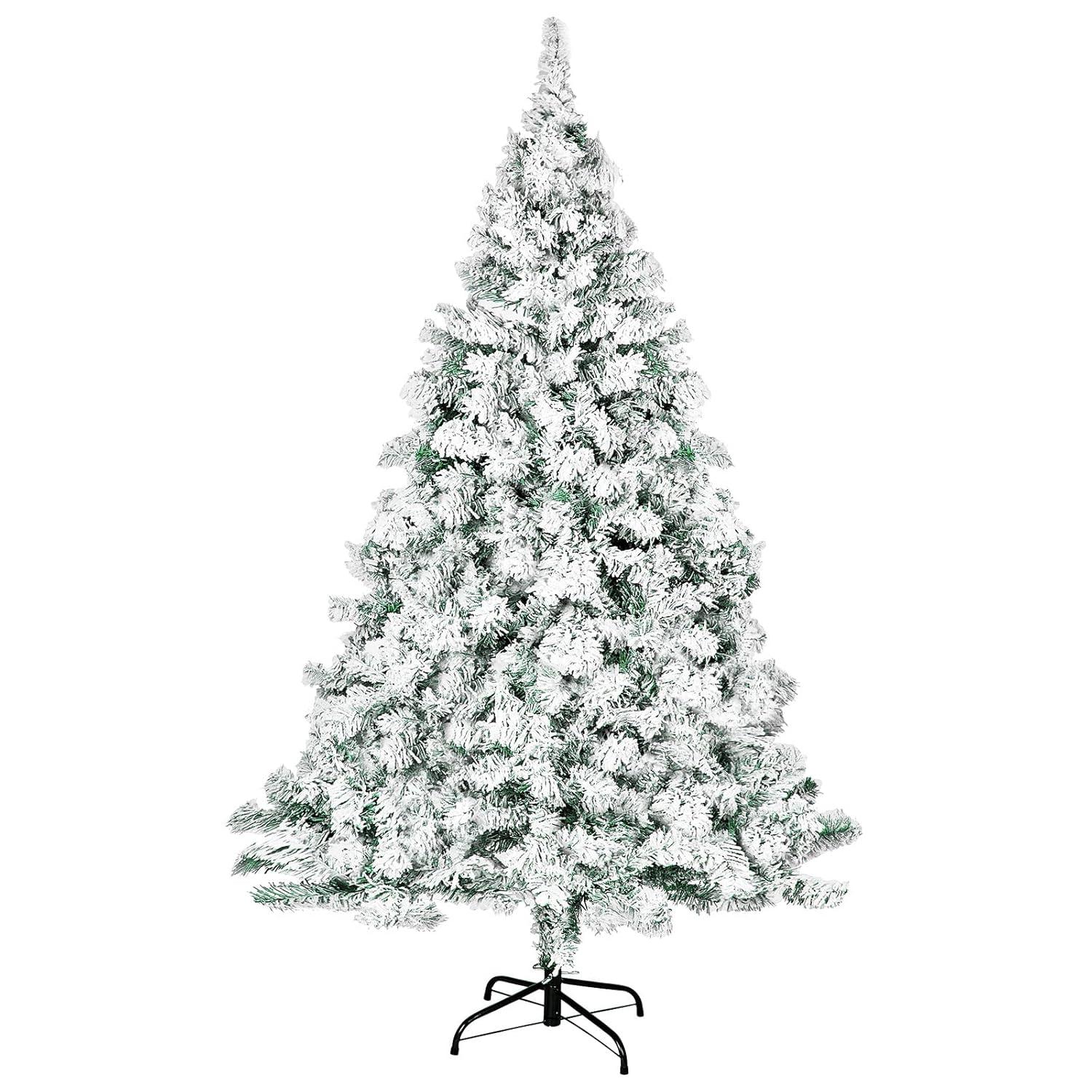 SUGIFT 6ft Snow Flocked Christmas Tree Unlit Holiday Decor