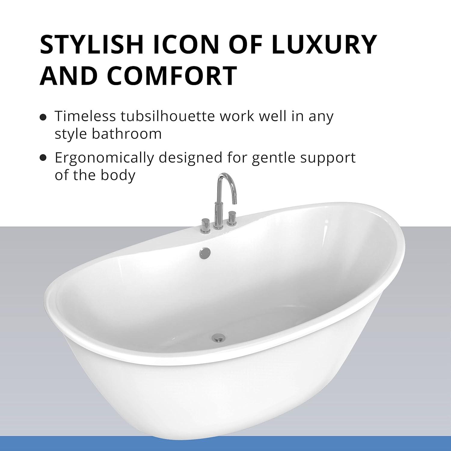 60" L x 32" W Free Standing Soaking Acrylic Bathtub