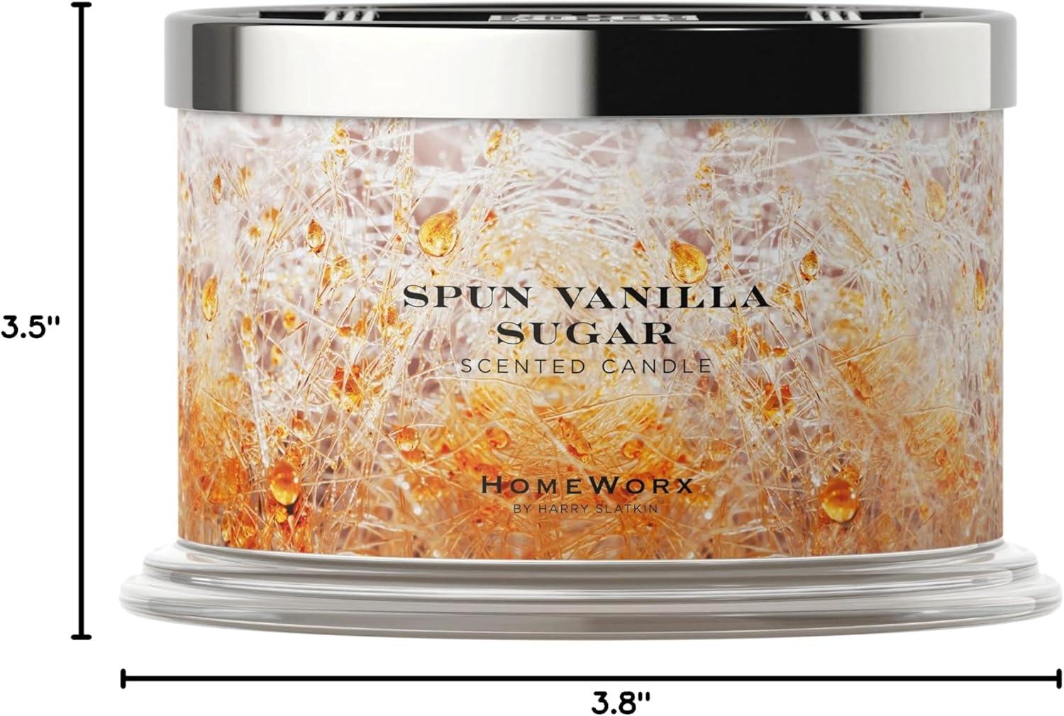 Premium Scented 18oz Candle - HomeWorx by Slatkin & Co - Spun Vanilla Sugar - 4 Wicks - Long-Lasting Jar Candle, 30-55 Hours Clean Burn Time - Vanilla Sugar, Caramel, hint of Citrus