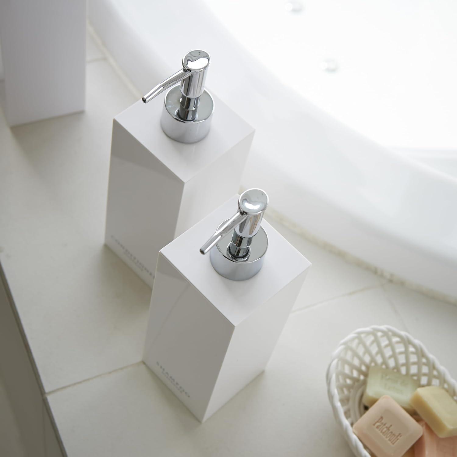 White ABS Plastic and Stainless Steel Shampoo Dispenser