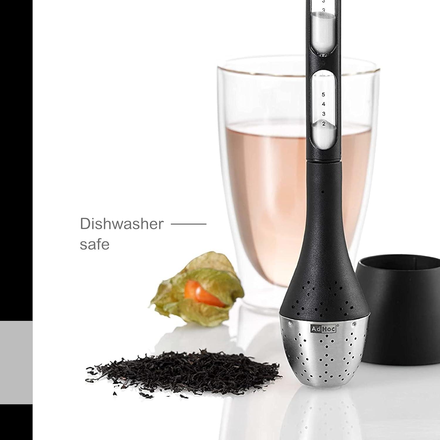 AdHoc Santea Floating Loose Leaf Tea Infuser withMagnetic Hourglass , Black/Silver Stainless Steel