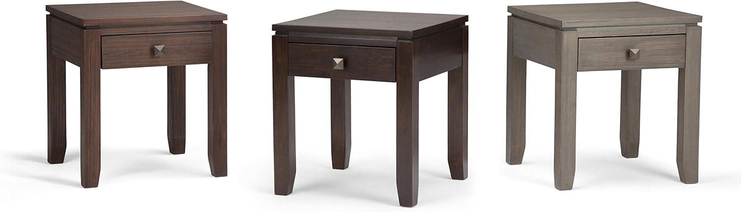 Simpli Home Cosmopolitan 18"W Solid Wood Contemporary Square End Table with Drawer