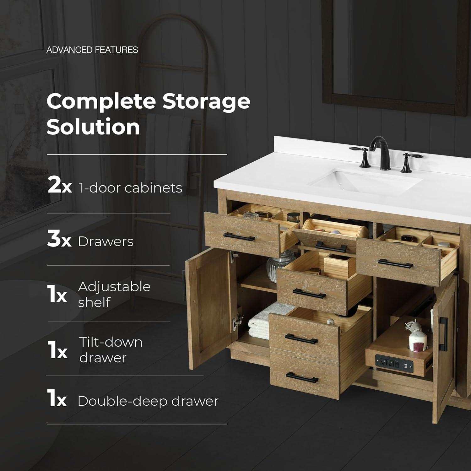 Bailey 48.03'' Single Bathroom Vanity with Engineered Quartz Top