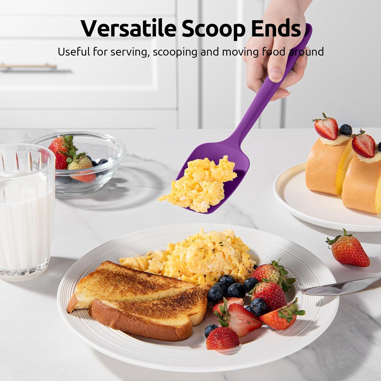 U-Taste 600ºF Heat-Resistant Silicone Spoon Spatula Set Flexible Scraper for Baking Cooking Mixing