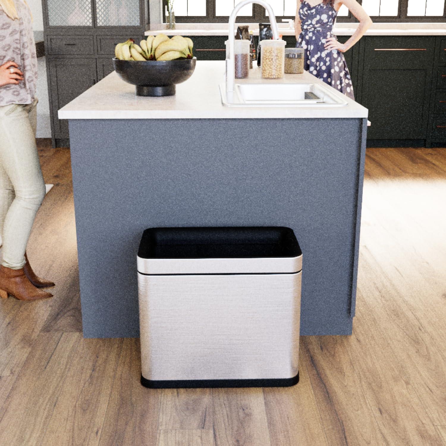 Home Zone Living Steel Open Kitchen Trash Can - 8.7 Gallons