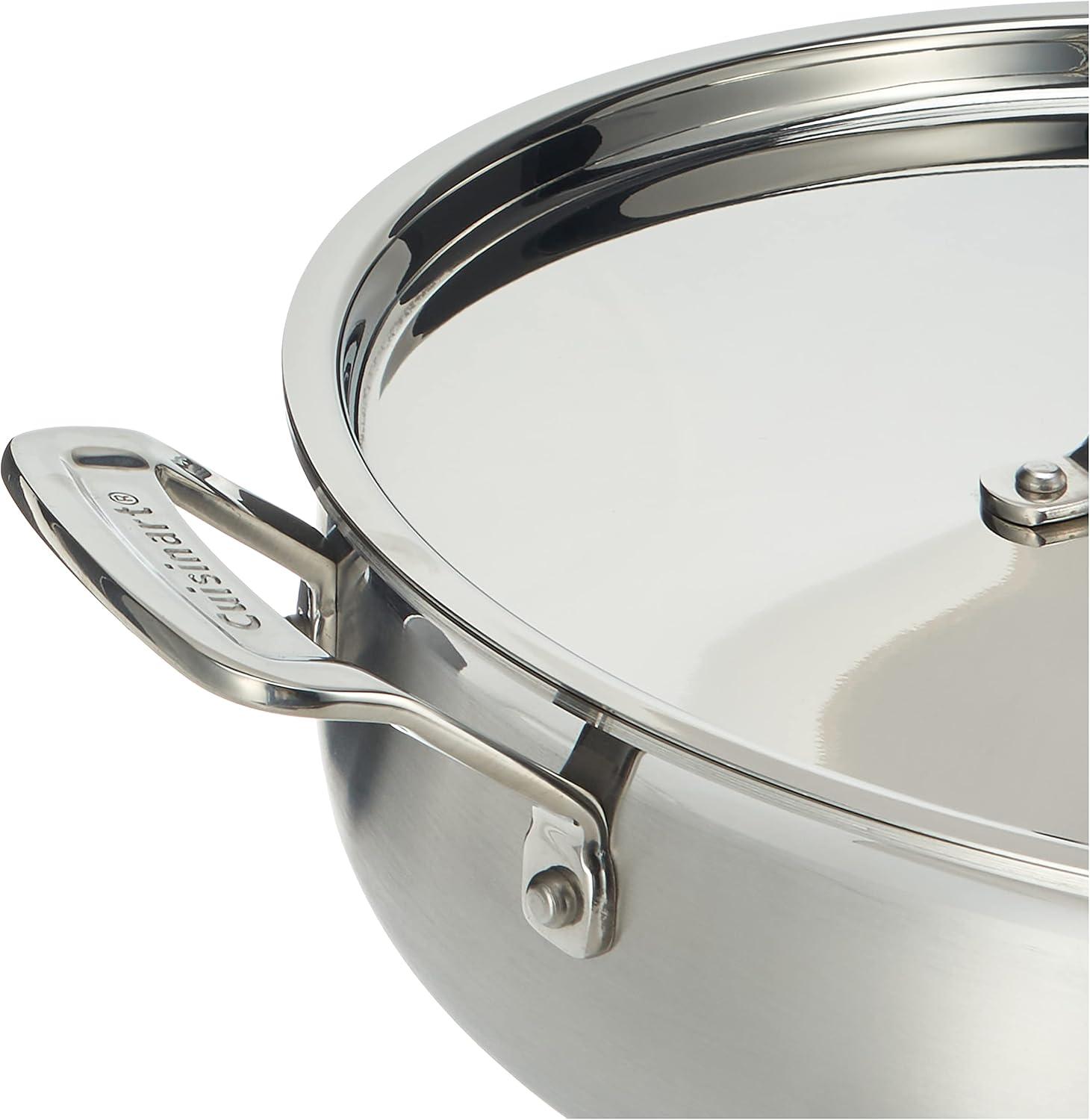 Cuisinart MultiClad Pro 13" Round 5.5 qt Stainless Steel Casserole Dishes, Dishwasher Safe