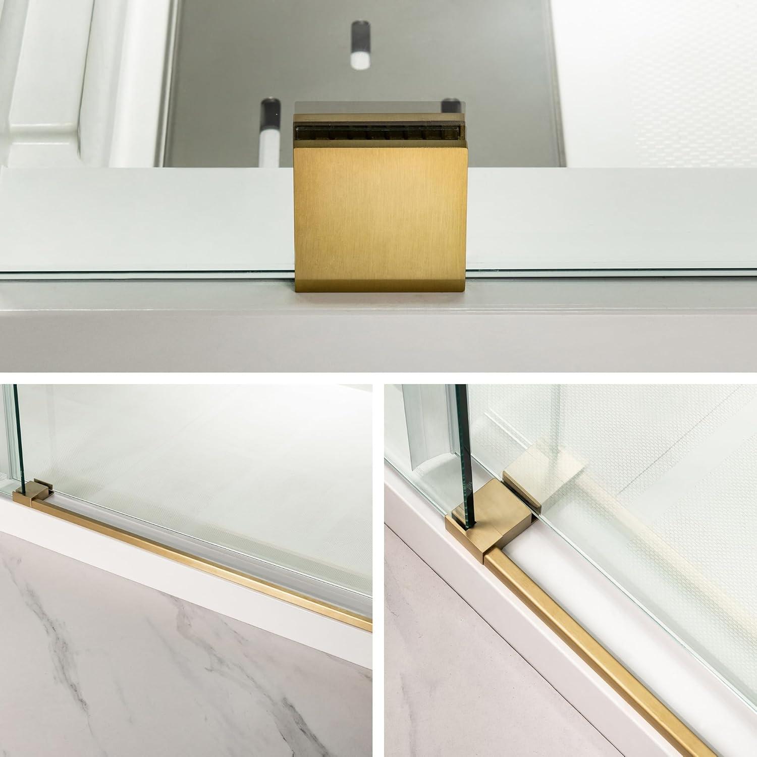 WoodBridge 56"-60" W x 76" H Single Sliding Frameless Shower Door | 3/8" (10mm) Thickened Upgrade Tempered Glass | Stainless Steel Hardware | Safe, Explosion-Resistant, Clear & Stylish, Sturdy & Durable MBSDC6076-BG