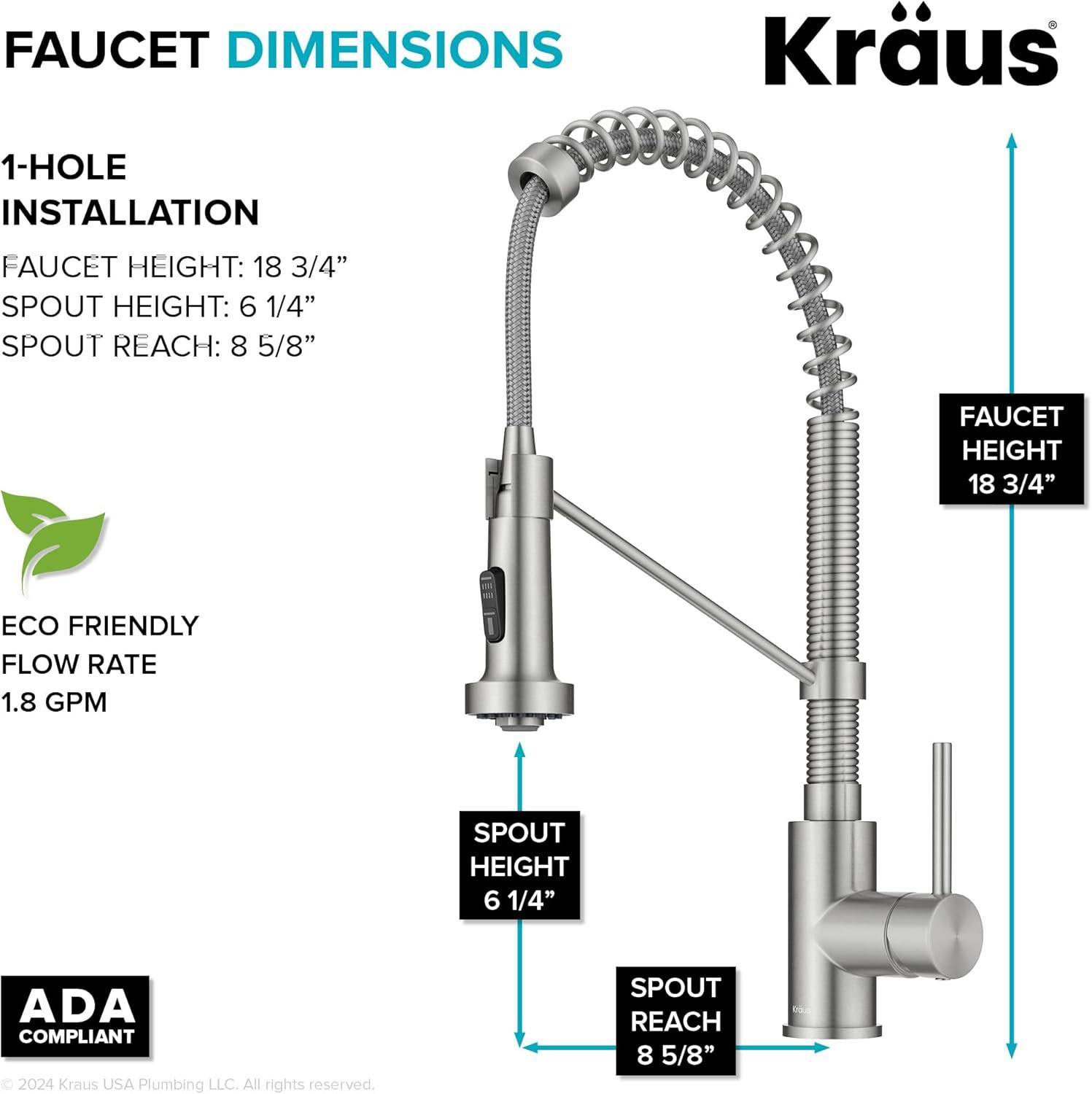 KRAUS Bolden Commercial Style 2-Function Single Handle Pull Down Kitchen Faucet