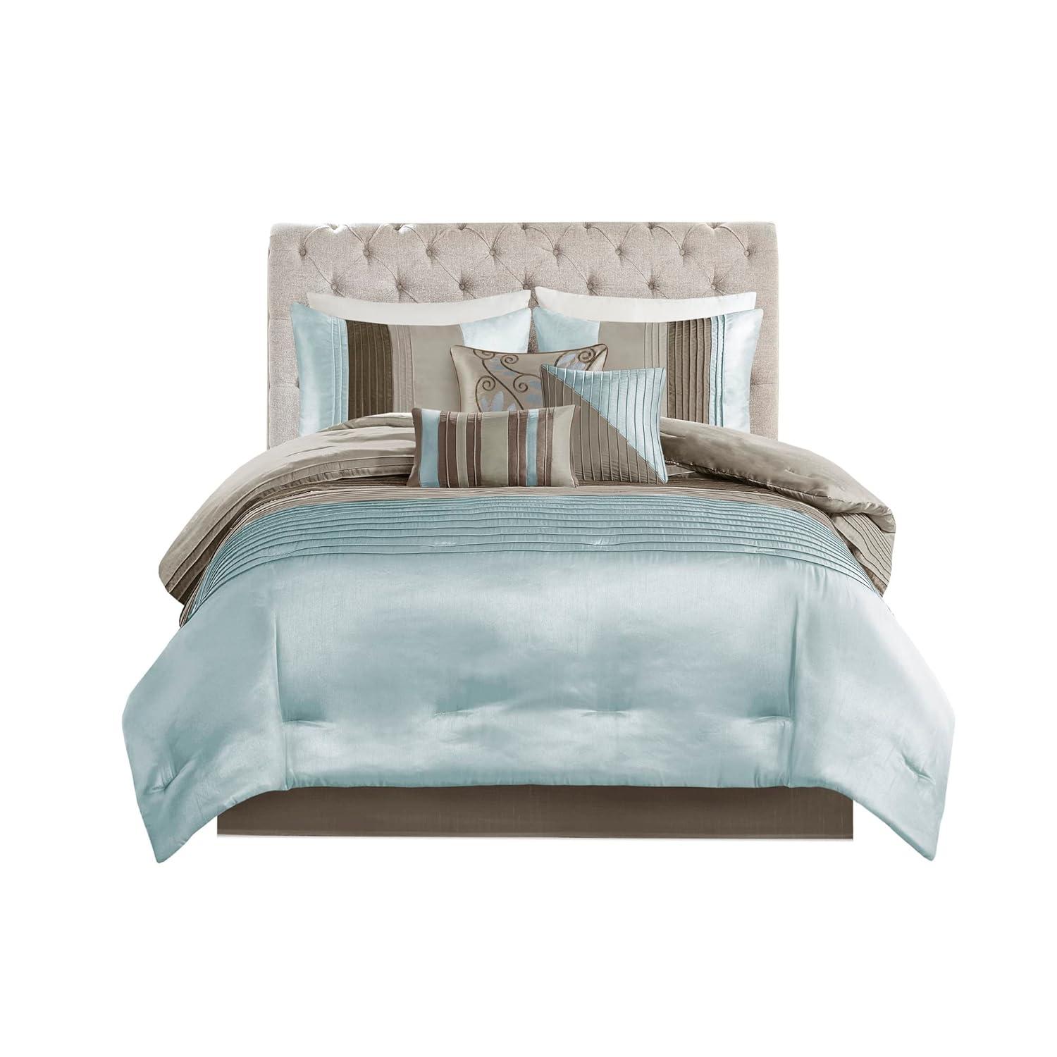 Madison Park Amherst 7 Piece Striped and Pleated Comforter Set