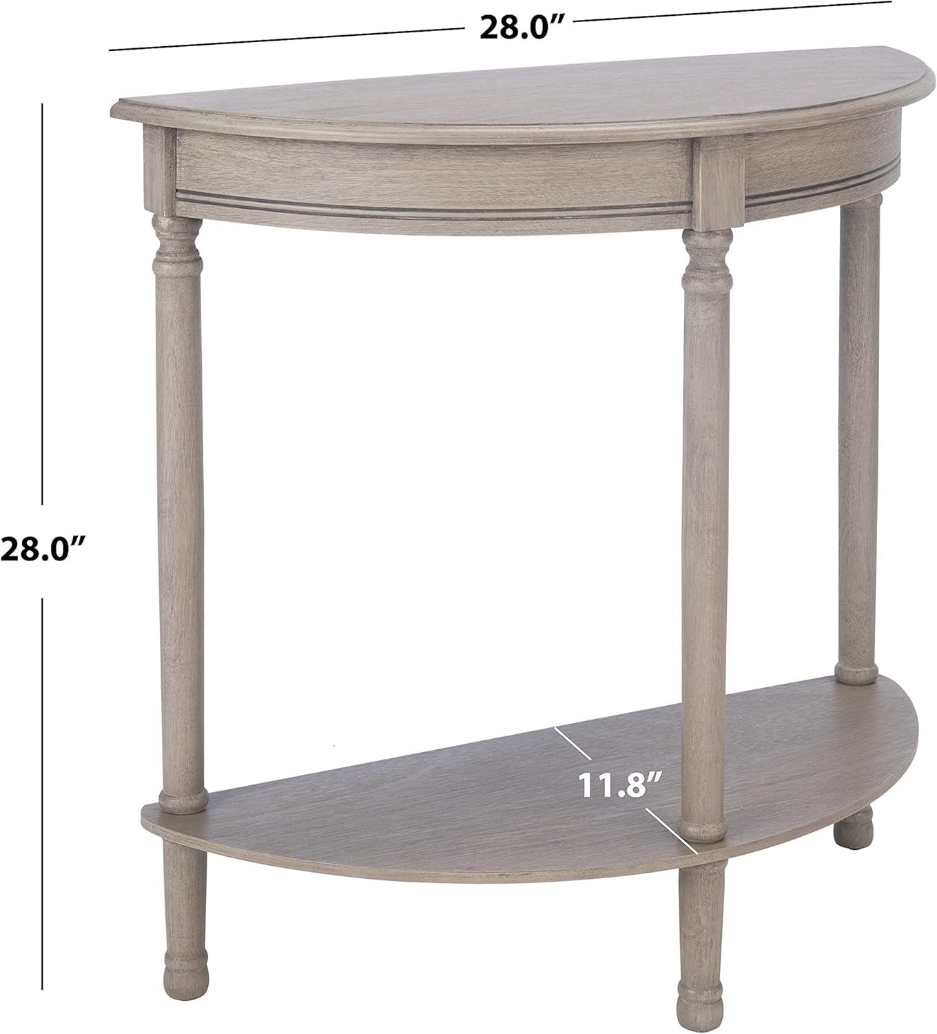 SAFAVIEH Tin.sley French Half Round Console Table, Greige (28 in. W x 11.8 in. D x 28 in. H)