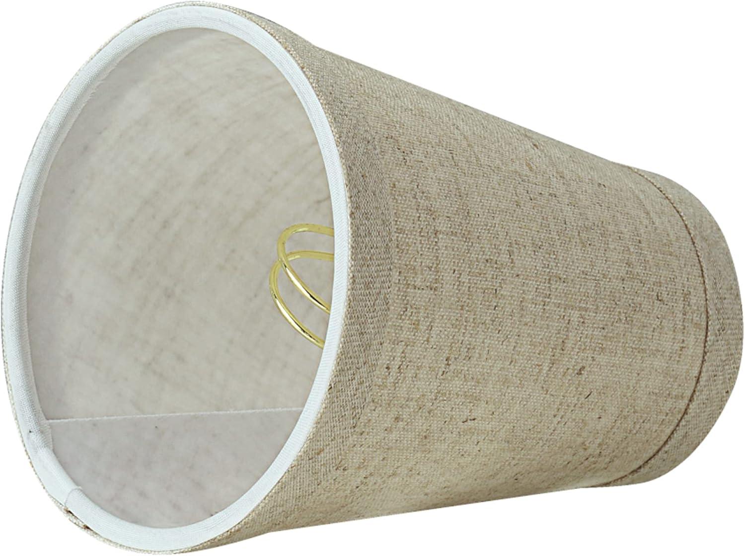 Aspen Creative 32665-2 Small Hardback Empire Shape Chandelier Clip-On Lamp Shade Set (2 Pack), Transitional Design in Beige, 4" bottom width (2 1/2" x 4" x 5" )