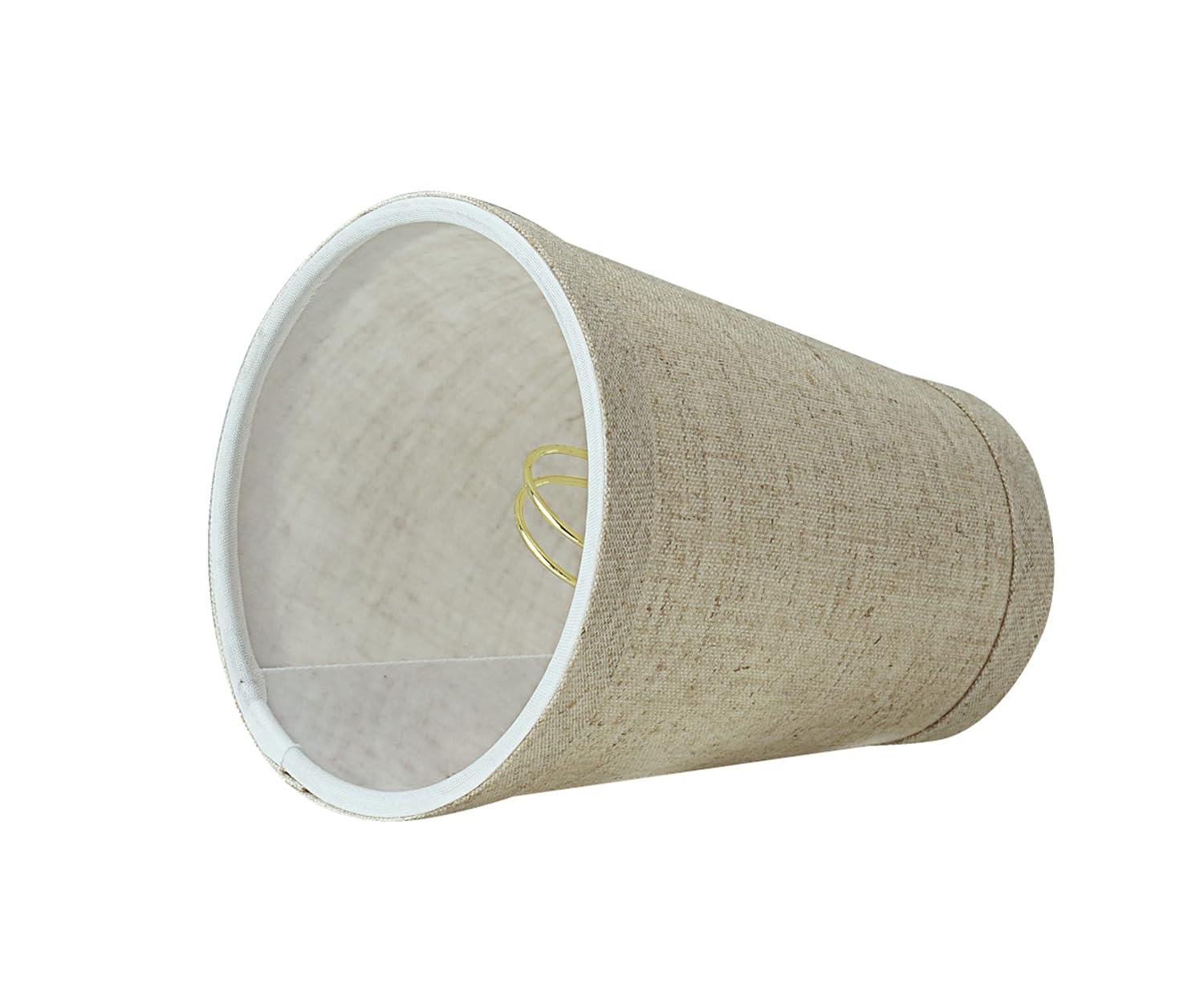 Aspen Creative 32665-2 Small Hardback Empire Shape Chandelier Clip-On Lamp Shade Set (2 Pack), Transitional Design in Beige, 4" bottom width (2 1/2" x 4" x 5" )