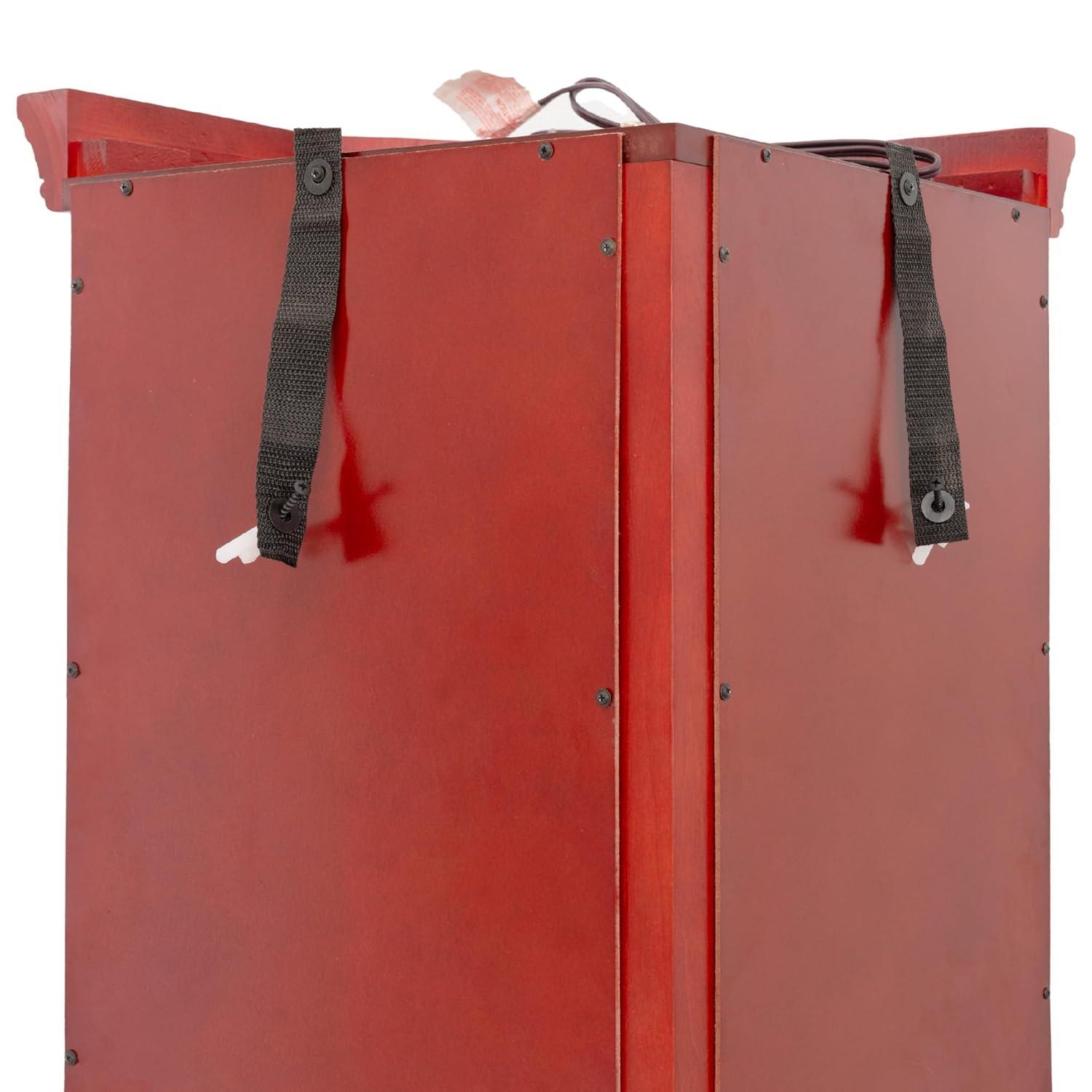 Lighted 3-Side Glass Display Curio Cabinet with Tempered Glass Doors and Shelves, Curved Wood Corner Cabinet with Bulb, Cherry