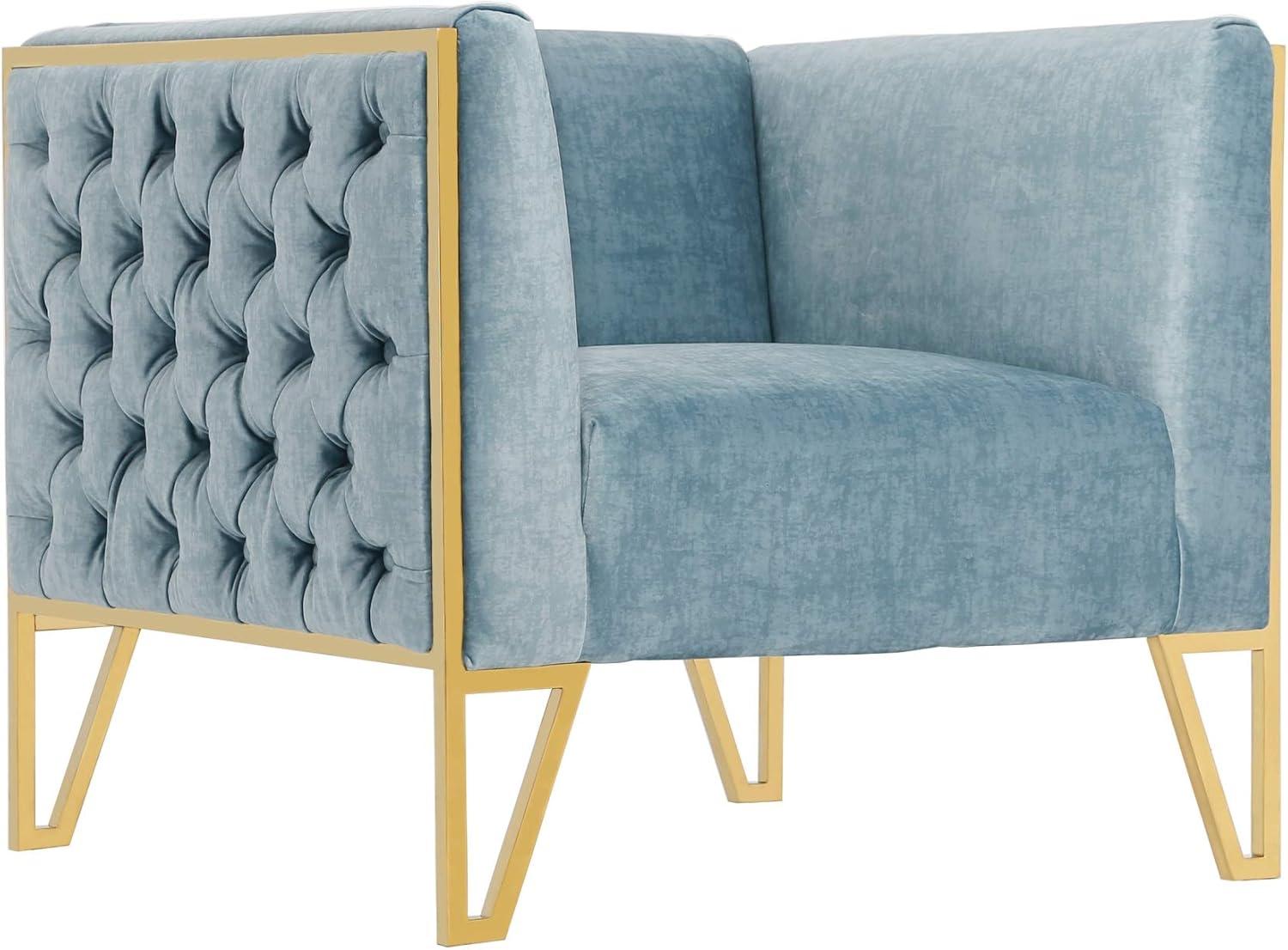 Vector Velvet 3 Seater Sofa Ocean Blue - Manhattan Comfort