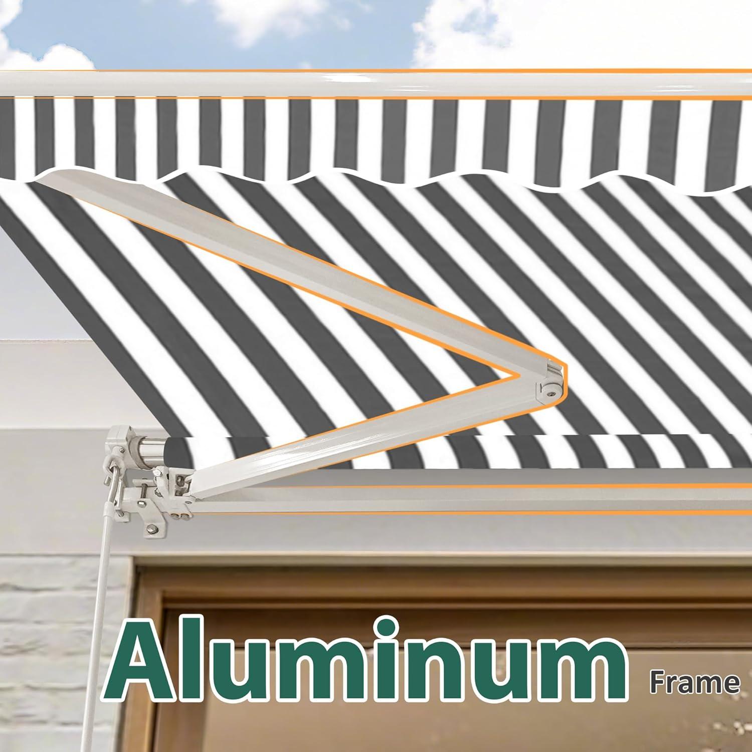 MCombo Manual Retractable Patio Door/Window Awning, Sunshade Shelter Outdoor Canopy