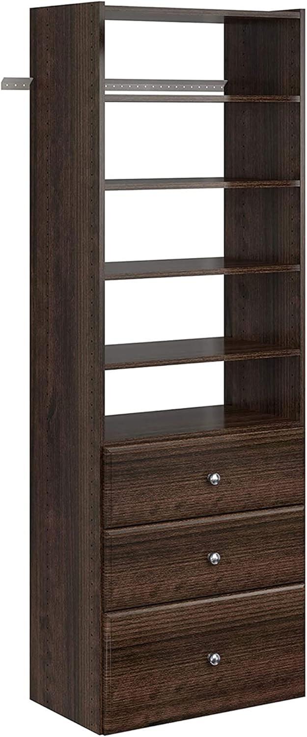 Easy Track Premium Tower Closet Organizer with Shelves and Drawers, Truffle