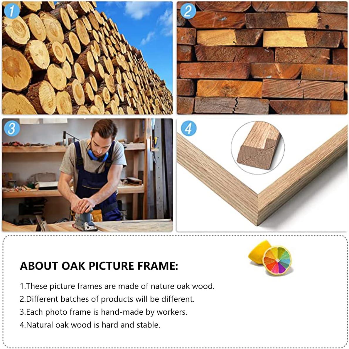 ATOBART 8x10 Set of 2 Oak Wood Picture Frame Solid Wooden Photo Frame Natural Wood Color Frames with Real Glass for Wall Mounting or Tabletop Living Room Bedroom Home Decor