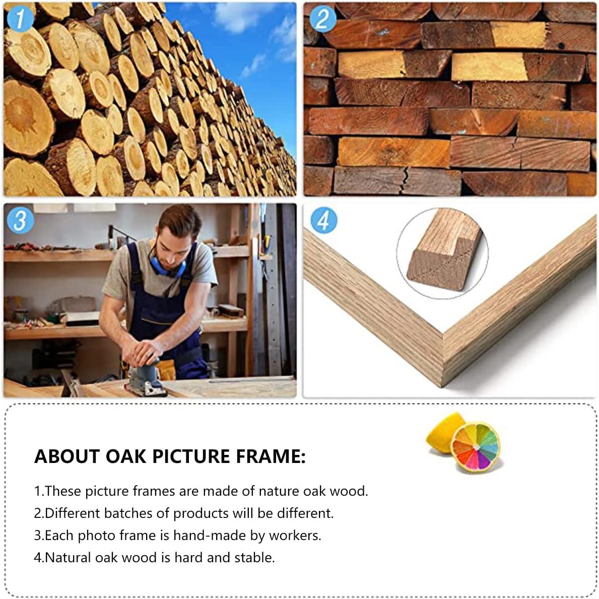 Set of 6 Natural Oak Wood 8x10 Picture Frames