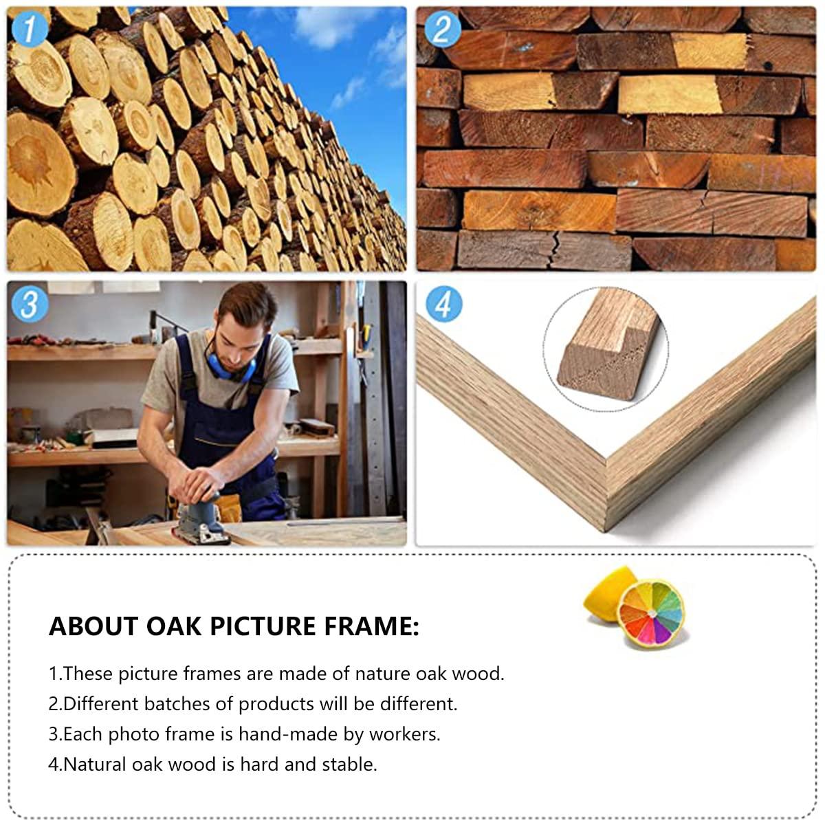 ATOBART 8x10 Set of 2 Oak Wood Picture Frame Solid Wooden Photo Frame Natural Wood Color Frames with Real Glass for Wall Mounting or Tabletop Living Room Bedroom Home Decor