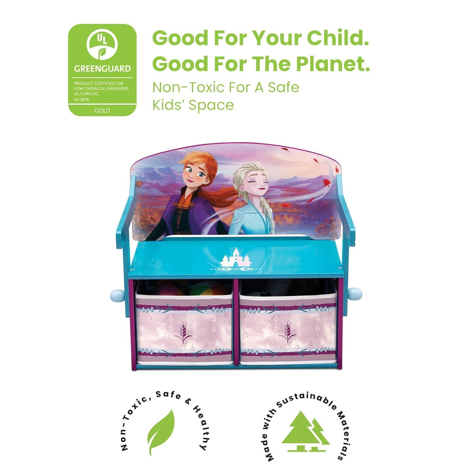 Disney Frozen 2-in-1 Activity Bench and Desk by Delta Children - Greenguard Gold Certified, Blue/Purple