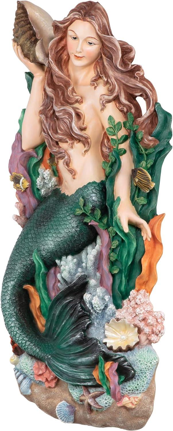 Pearlized Resin Mermaid Wall Sculpture, 32.4" Tall