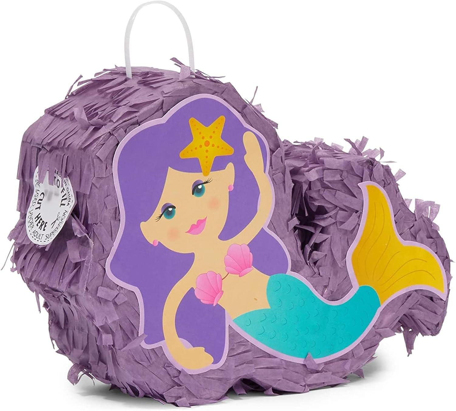 Mini Mermaid Piñatas for Girls Birthday Party Decorations (8 x 5 x 2.5 In, 3 Pack)