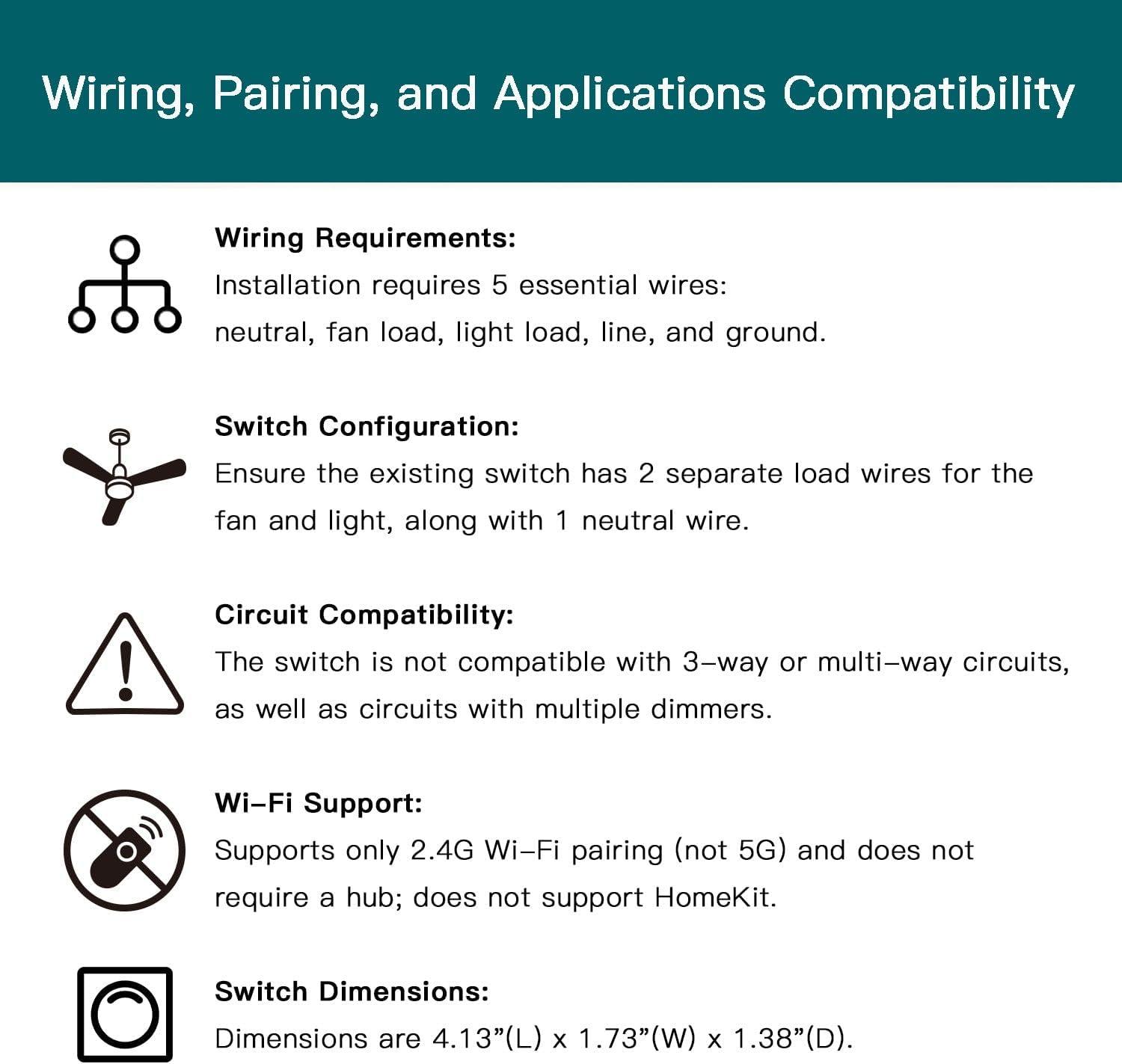 Smart White Ceiling Fan and Light Dimmer Switch