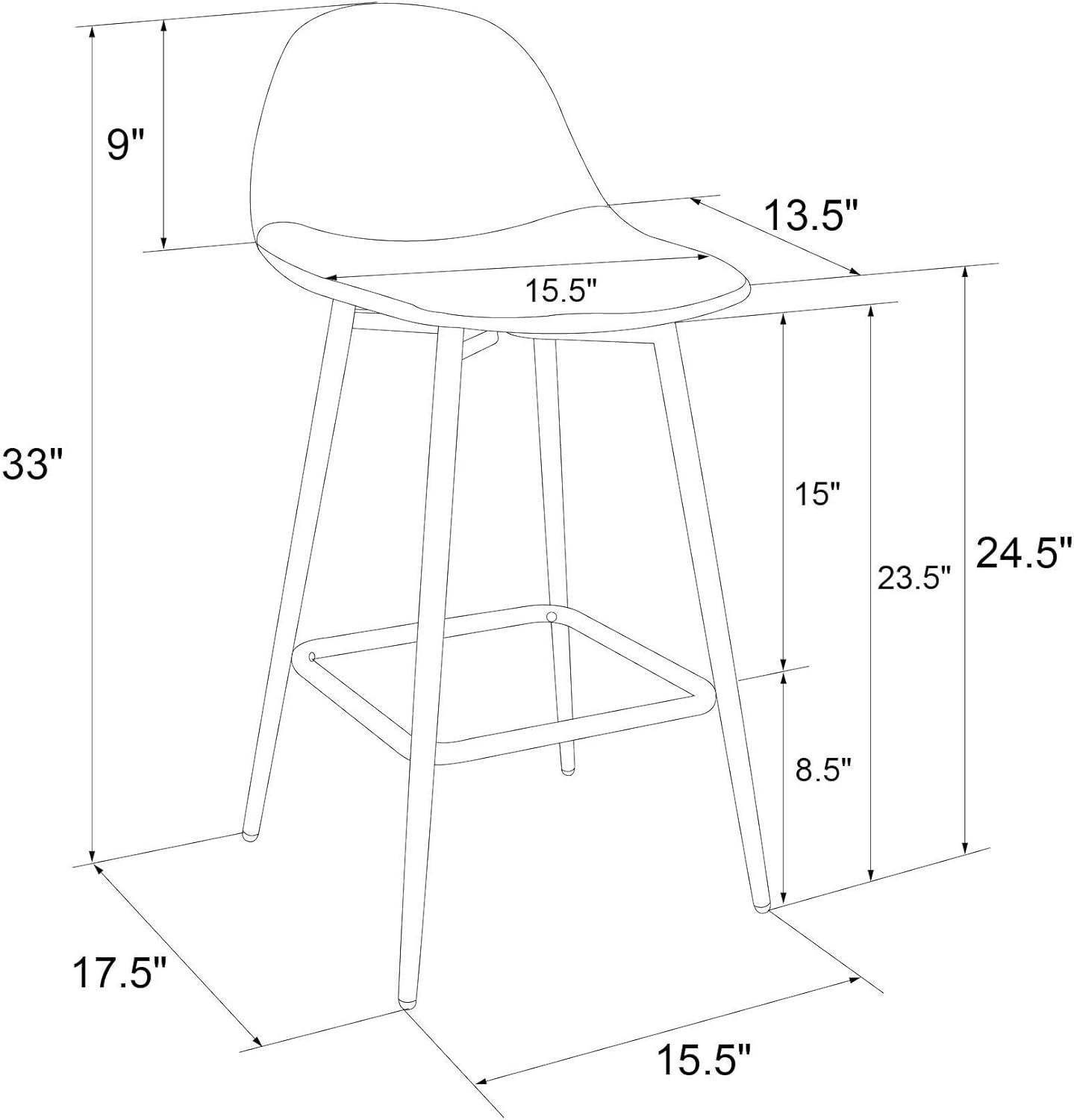 Camel Faux Leather Upholstered Counter Stool with Metal Legs