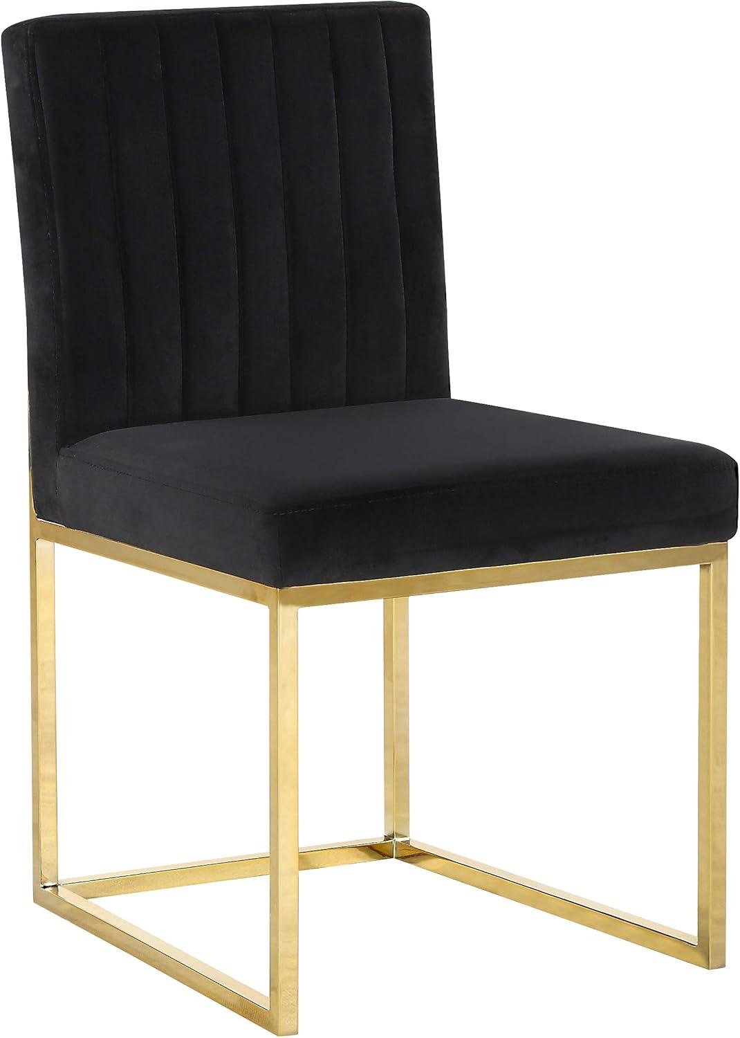 Meridian Furniture Contemporary Giselle Velvet Dining Chair in Black (Set of 2)