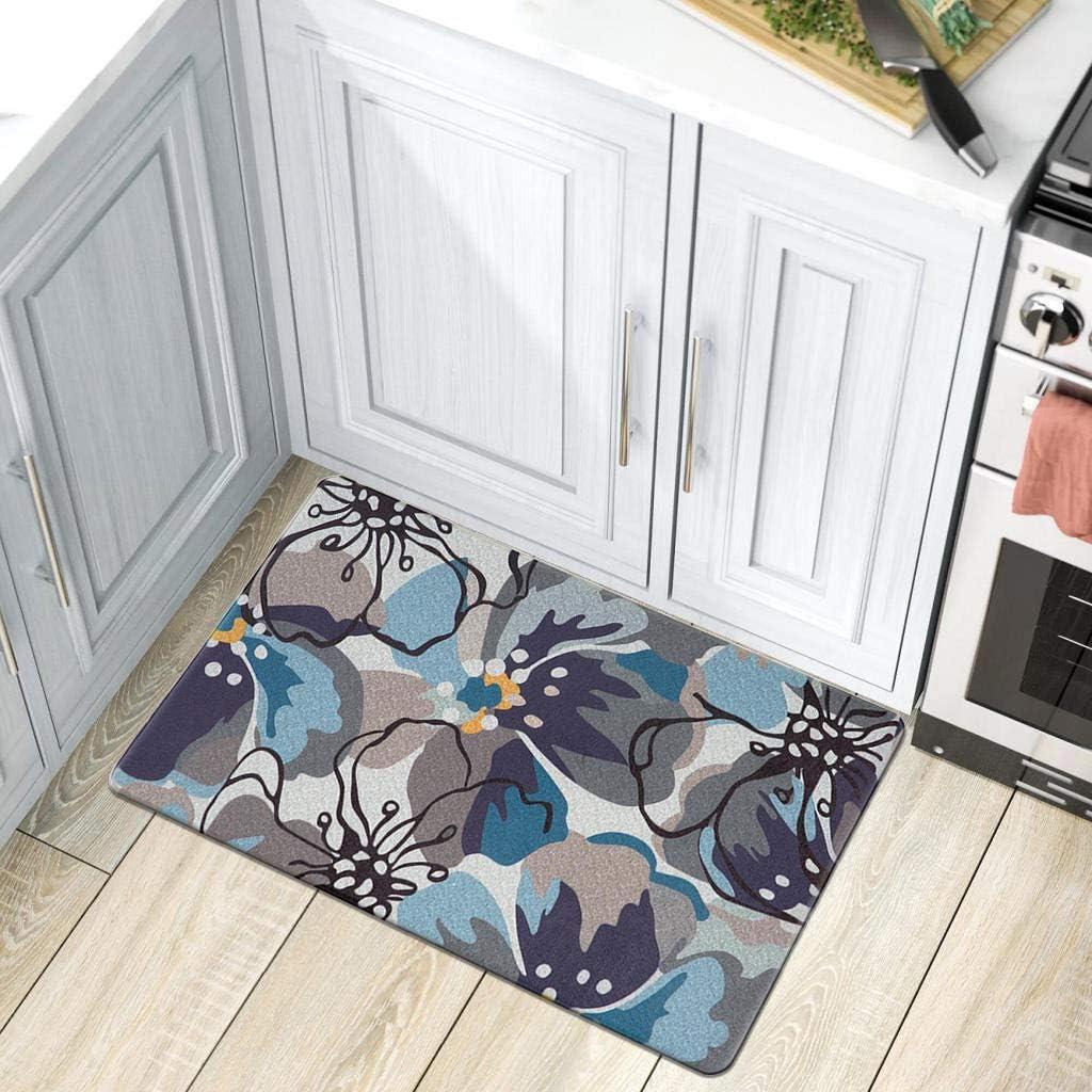 Blue Floral Anti-Fatigue Kitchen Standing Mat