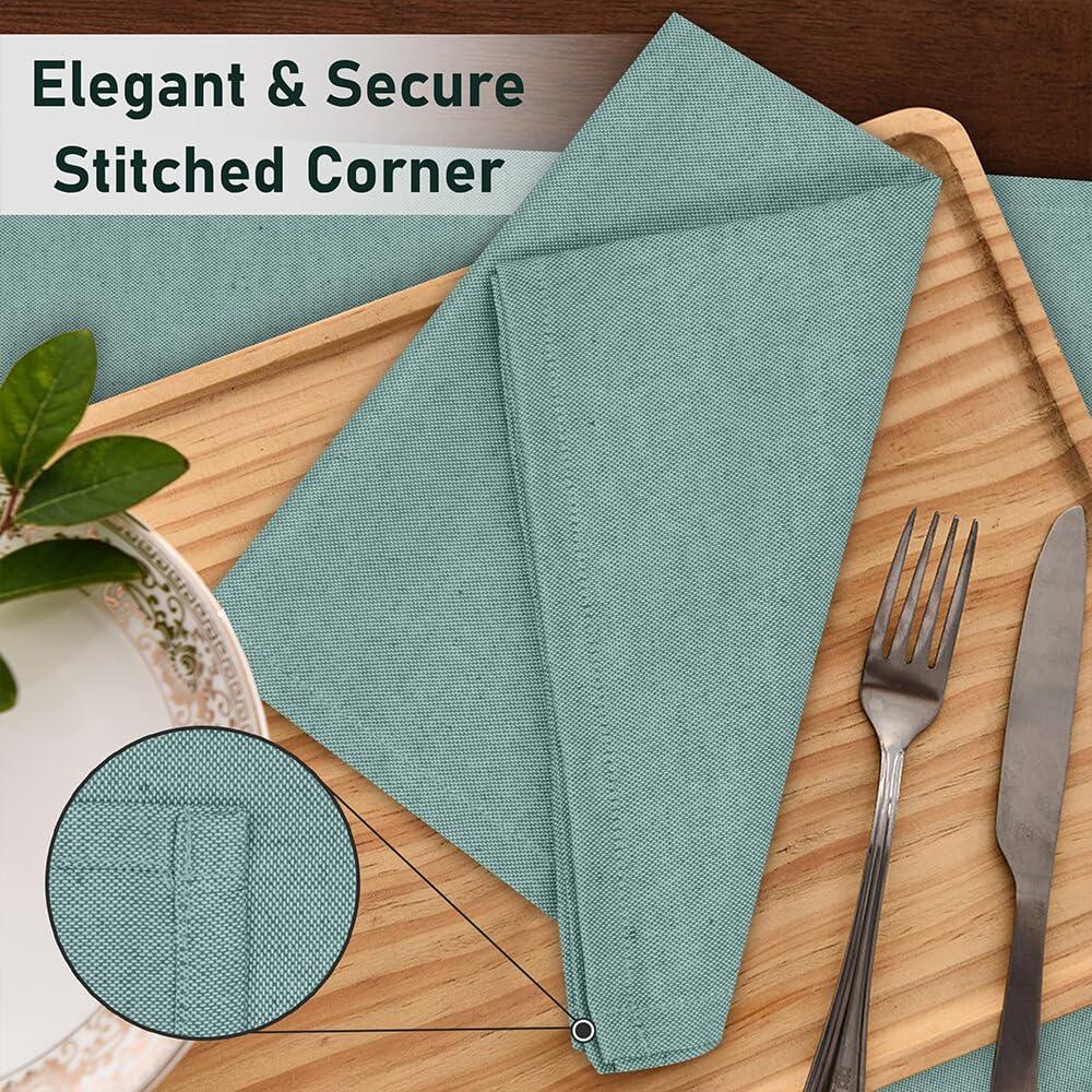 Ruvanti Poly Cotton Square Cloth Napkins Chambray Fabric (Set of 12)
